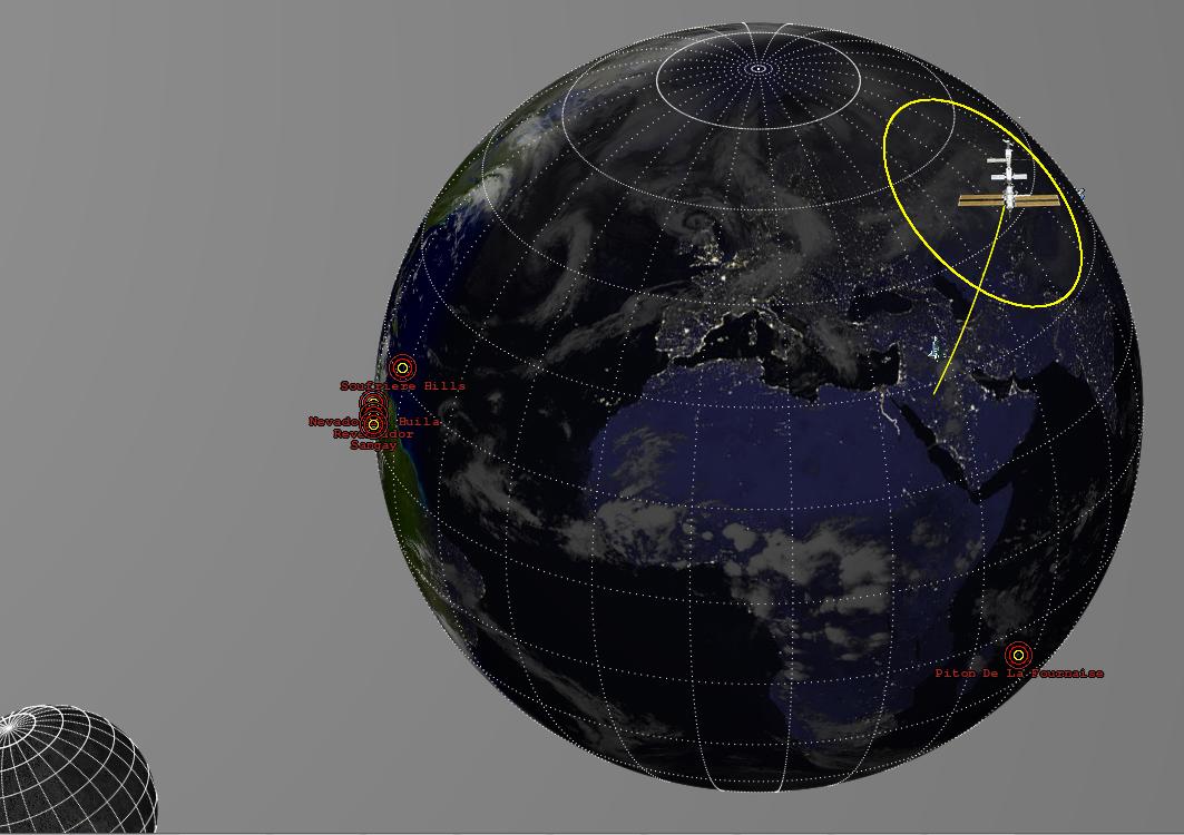 Earth, moon with grids